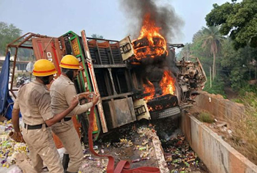 Lorry Carrying Soft Drinks Overturns