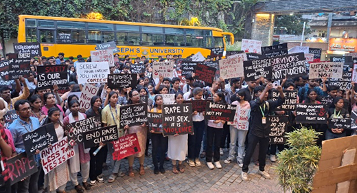 Joseph University Silent Protest in Mangalore