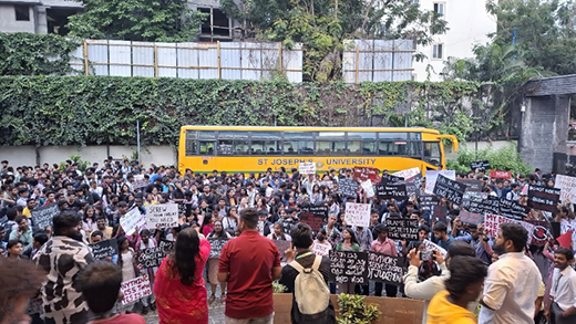 Joseph University Silent Protest in Mangalore