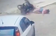 Biker saved by his helmet twice, in a matter of seconds, Watch