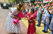 With floral rangolis, bagpipe tunes, Delhi govt school students welcome US First Lady Melania Trump