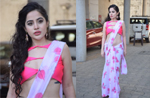 Urfi Javed wears printed saree with bizarre blouse, Internet trolls her