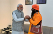 PM Modi meets rickshaw puller in Varanasi who invited him to daughters wedding