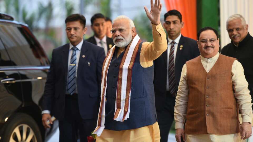 PM Modi at BJP headquarters as Jyotiraditya Scindia is set to join BJP