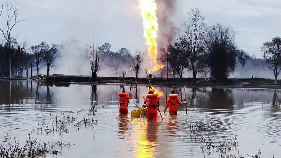 Assam gas well fire: 2 firefighters killed, flames continue to erupt