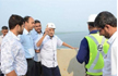 Ailing Goa Chief Minister Manohar Parrikar, inspects half-constructed bridge on Mandovi river