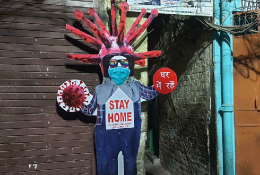 Delhi Police installs coronavirus COVID-19 scarecrows to spread awareness