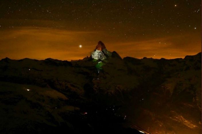 Indian Tricolour projected onto Switzerland’s mighty matterhorn to send a message of hope