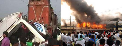 Siwan train accident-Fire